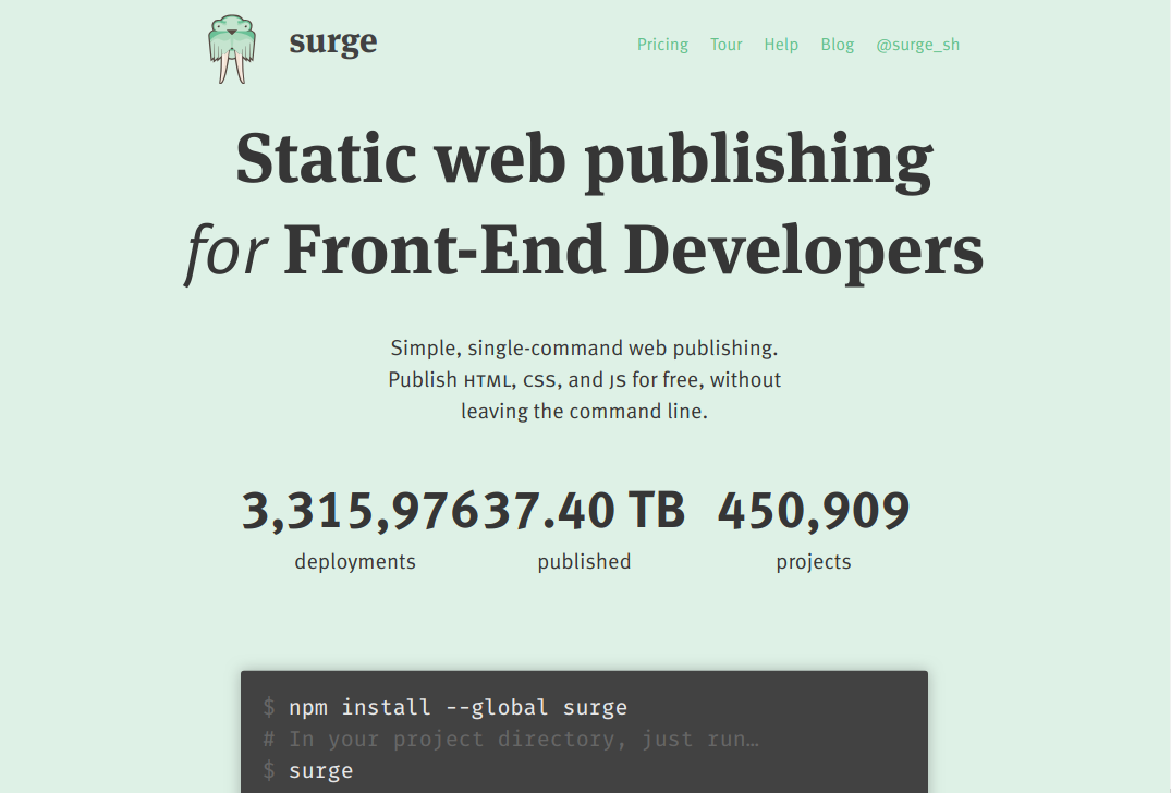 Surge top page